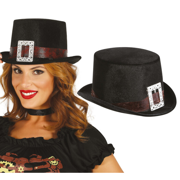 Juoda aksominė skrybėlė