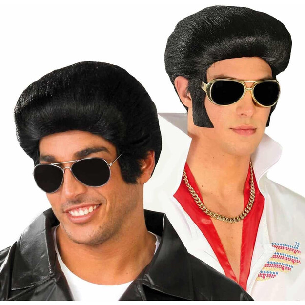 Juodoji perukas vyrams, roko karaliaus