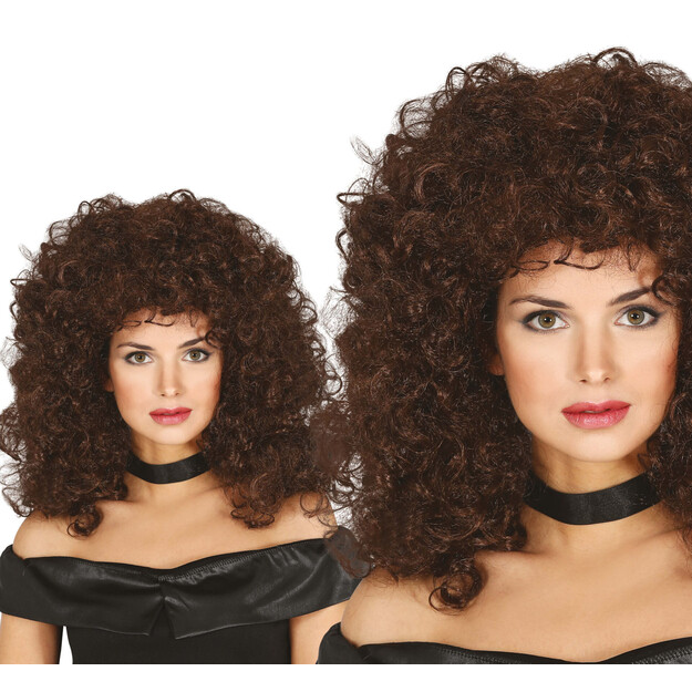 Rudas garbanotų plaukų perukas