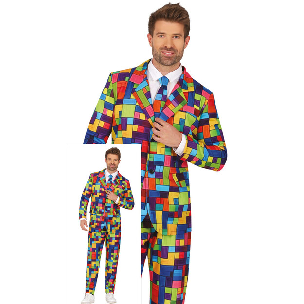 Spalvotas kostiumas langeliais vyrams