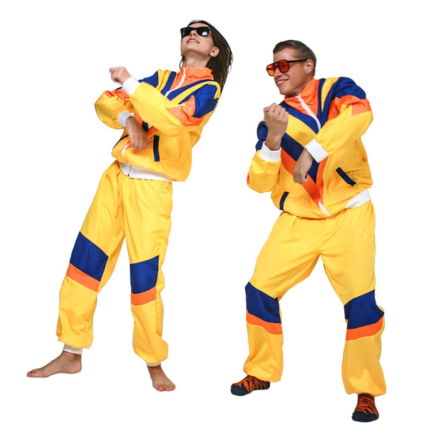 80-luvun tyylinen keltainen urheilupuku