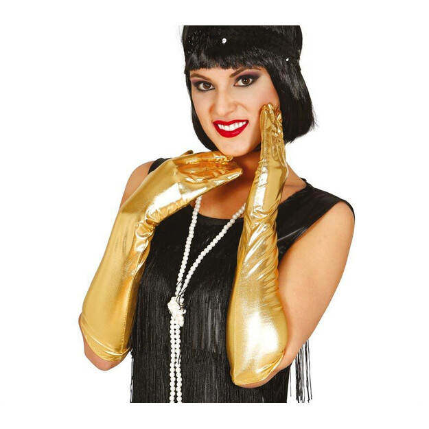 Kultaiset metallisoidut käsineet, 44 cm