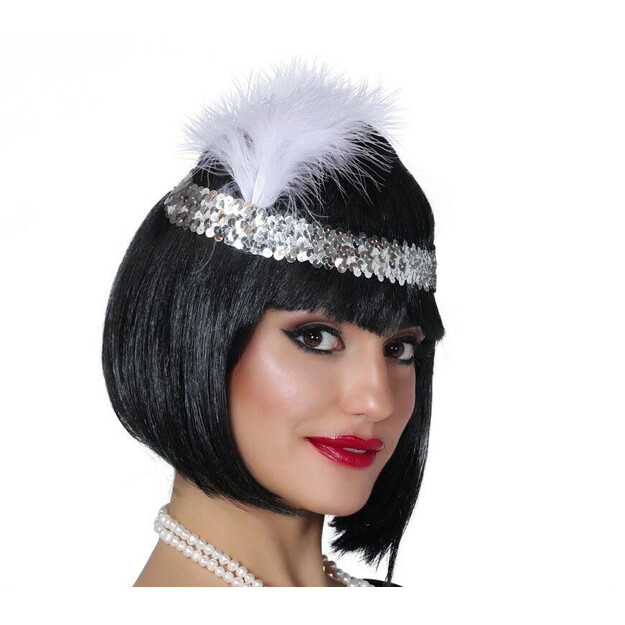 Sidabrinė Čarlstono tiara su plunksna