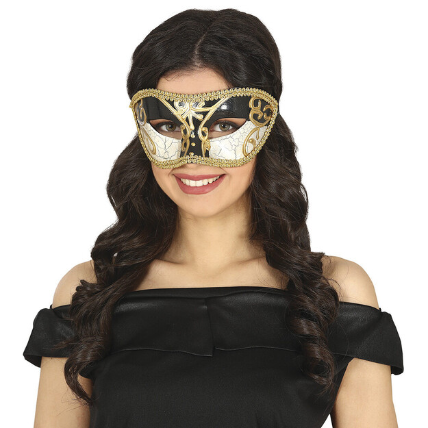 Juodai balta venecijietiška kaukė