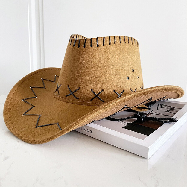 Ride in Style: Light Brown \'Cowboy\' Carnival Hat for Adults