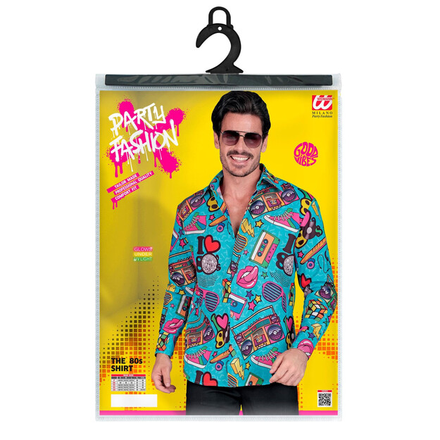 80-ųjų stiliaus vakarėlių marškiniai vyrams