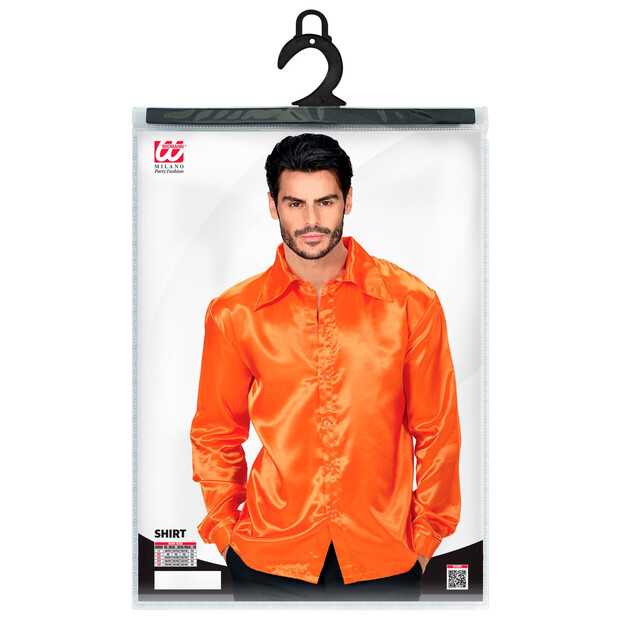 70-ųjų disko oranžiniai satino marškiniai vyrams