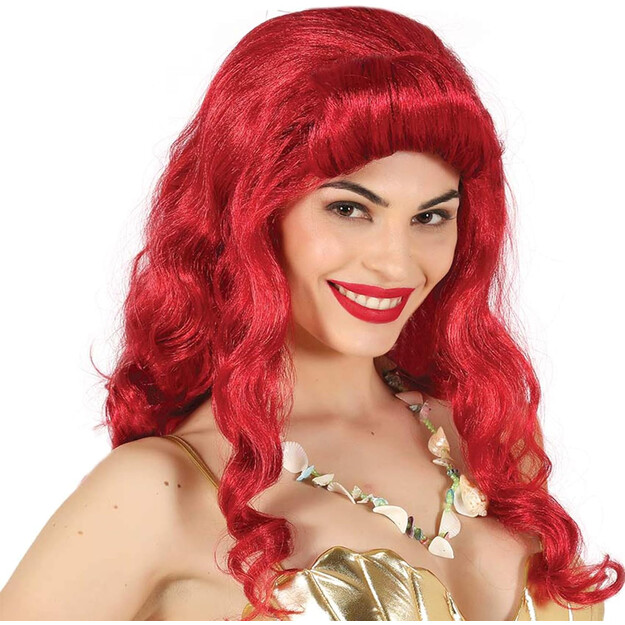 Pitkä vaaleanpunainen merenneito prinsessa peruukki