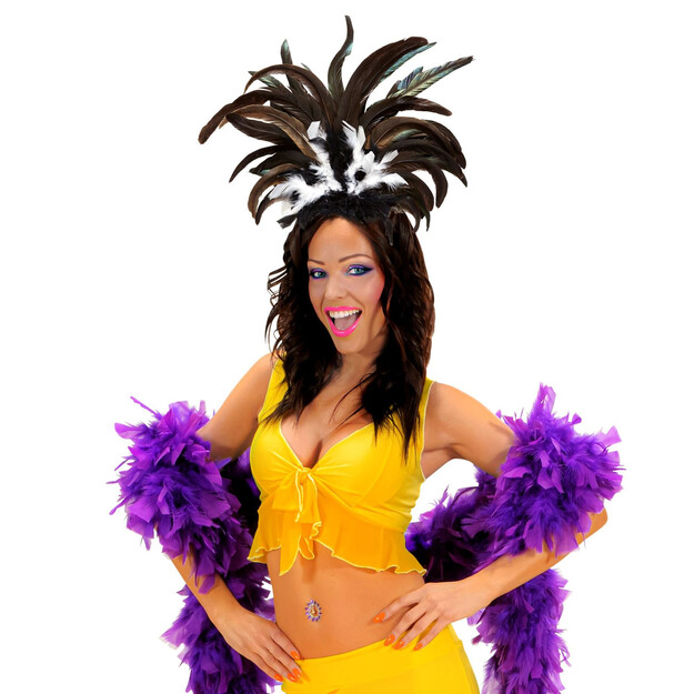 Rio de Žaneiro stiliaus plaukų lankelis su plunksnomis