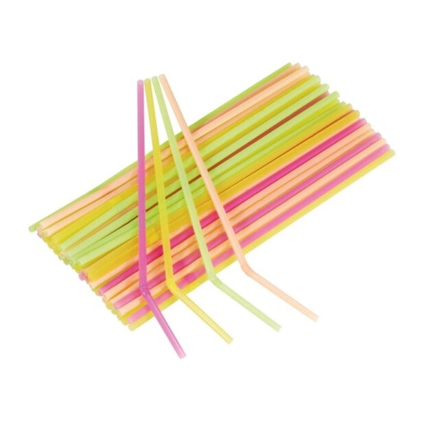 Spalvoti plastikiniai šiaudeliai