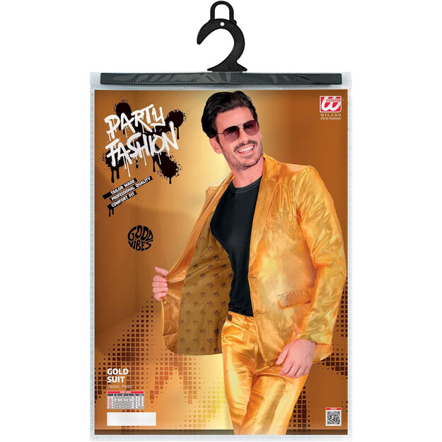 Spindėkite ryškiai bet kokiame renginyje su žėrinčiu Mr. Gold šventiniu kostiumu vyrams!
