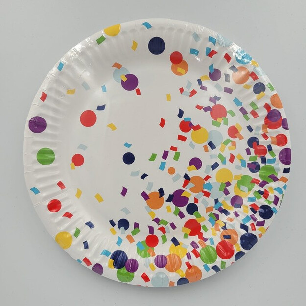 Vienkartinės popierinės lėkštės Confetti - 18 cm, 8 vnt.