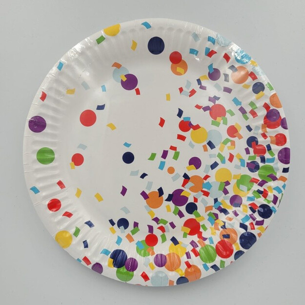 Vienkartinės popierinės lėkštės Confetti - 18 cm, 8 vnt.