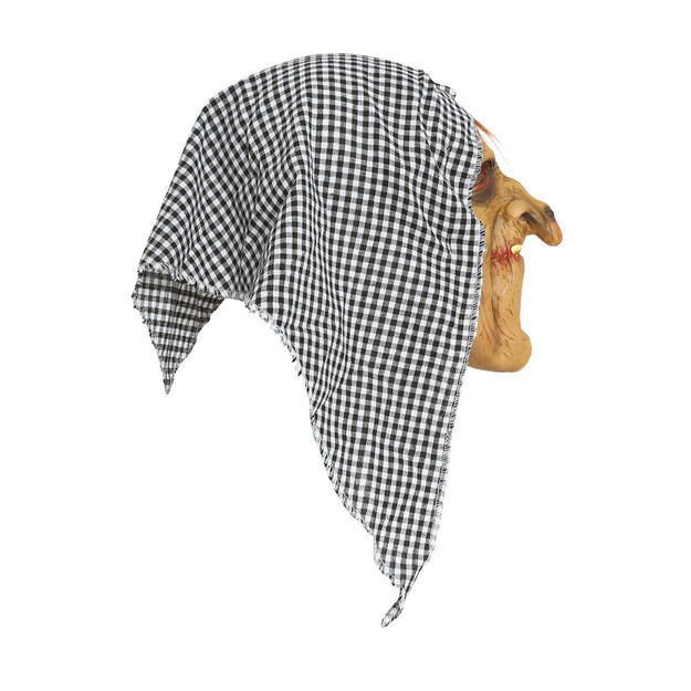 Lateksinė raganos kaukė su gobtuvu