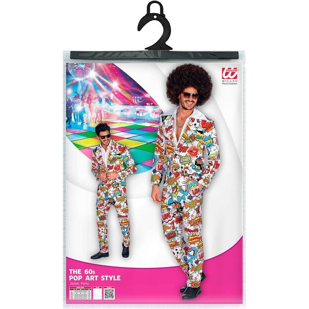 Atgyjaukite retro stilių: ryškus 60-ųjų pop meno stiliaus kostiumas vyrams