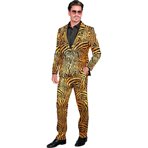 Atrask savo laukinę pusę: Žėrintis auksinis zebrų vakarėlio kostiumas vyrams