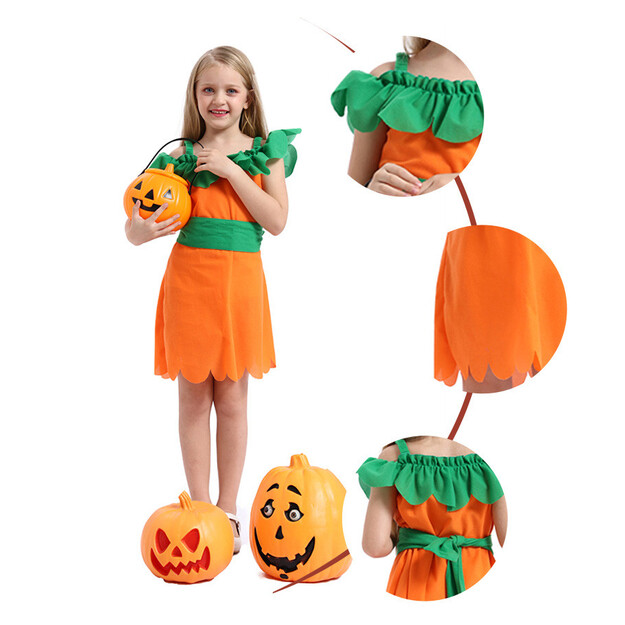 Mergaičių suknelė su moliūgais