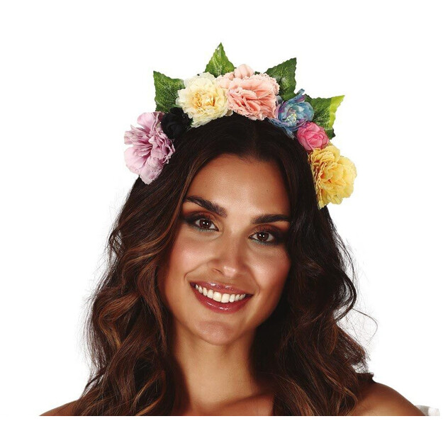 Monivärinen kukkanauha hiuksille