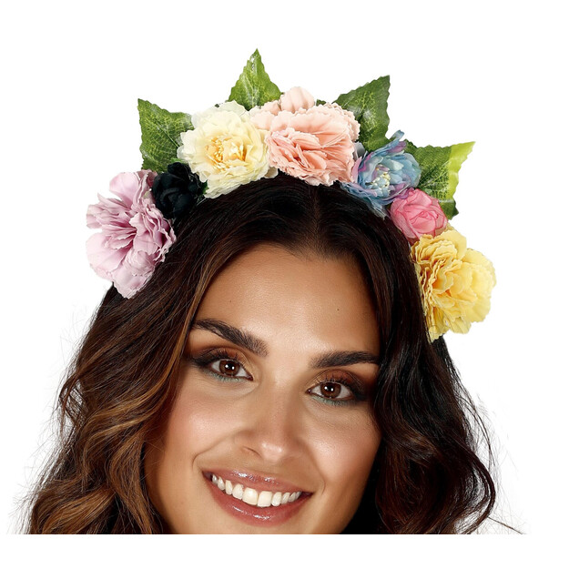 Monivärinen kukkanauha hiuksille