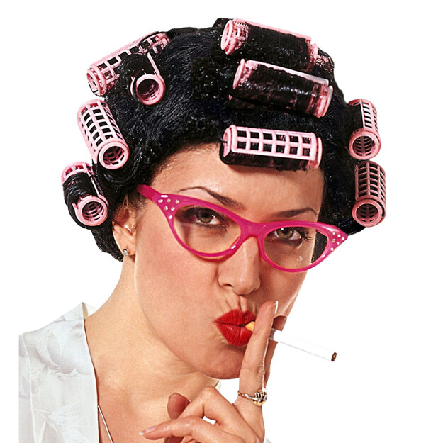 Juodas perukas su plaukų suktukais