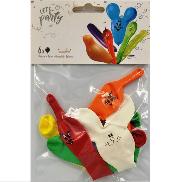 Eläinkuvioiset ilmapallot, 6 kpl