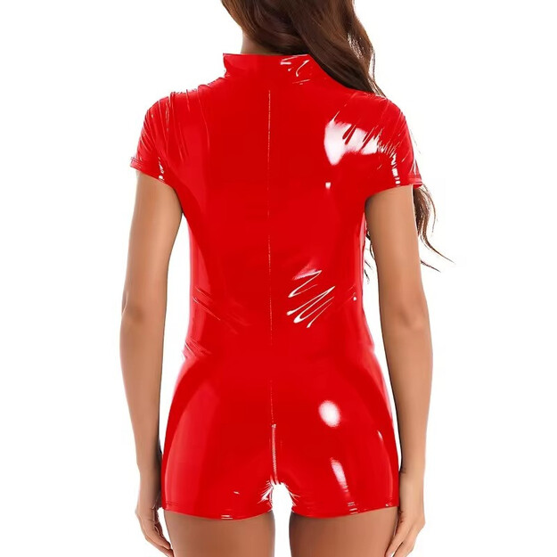 Trumpas raudonas kelnės kostiumas moterims