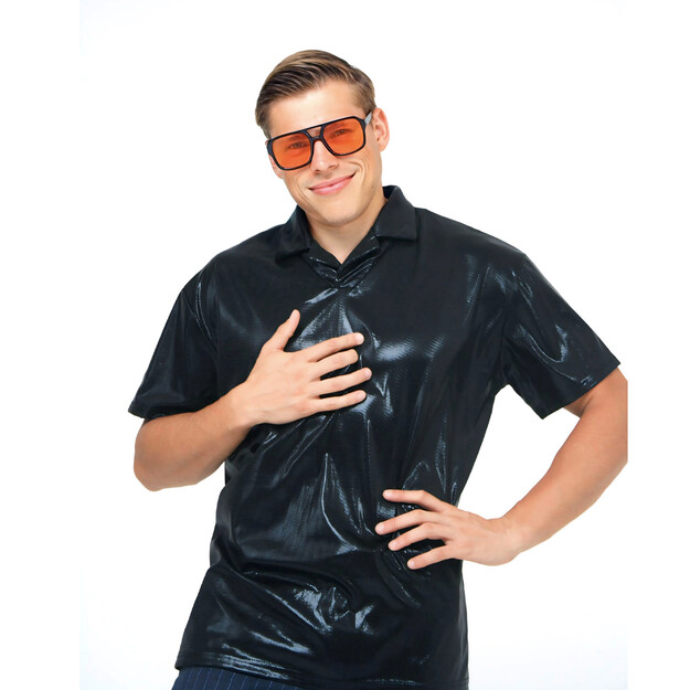 Mustan värinen kiiltävä Polo-paita