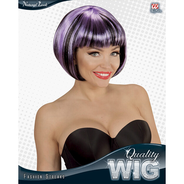 Juodai violetinis perukas su sruogomis