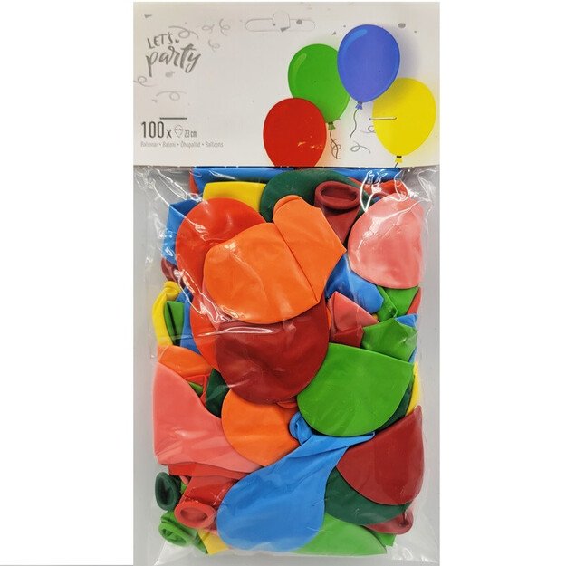 Įvairių spalvų balionai, 100 vnt., 20,3 cm