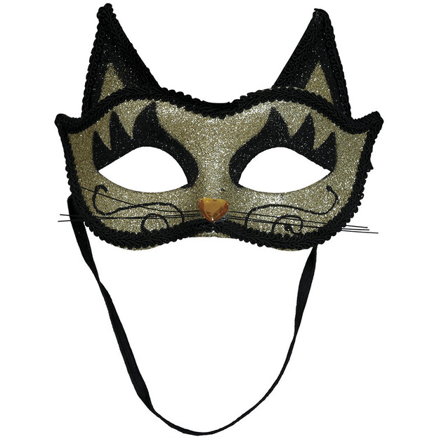 Auksinė blizganti katės kaukė