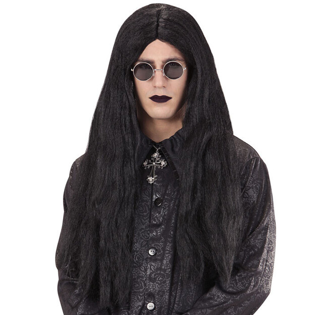 Juodas ilgas vampyro stiliaus perukas