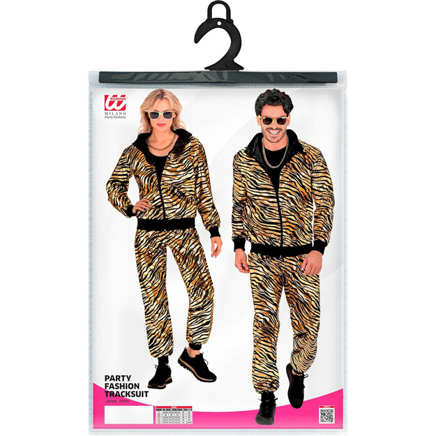 Stilingas tigrinio rašto aukso spalvos sportinis kostiumas suaugusiems - puikiai tinka karnavalo šventėms