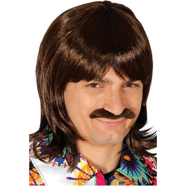 Kesteninės spalvos perukas vyrams, 70-ieji