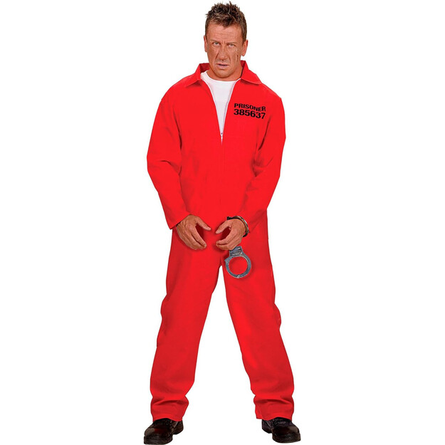 Vīriešu izteiksmīgais cietumnieka kostīms: izceļieties spilgti sarkanā!