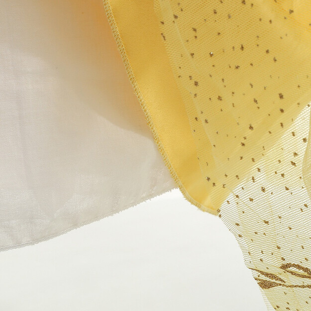 Burvīga dzeltena un melna princeses kleita mazām meitenēm