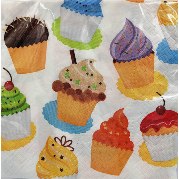 Spalvingi Kupcake Šventinis Popieriniai Servetėlės - 20 Vnt., 33x33 cm